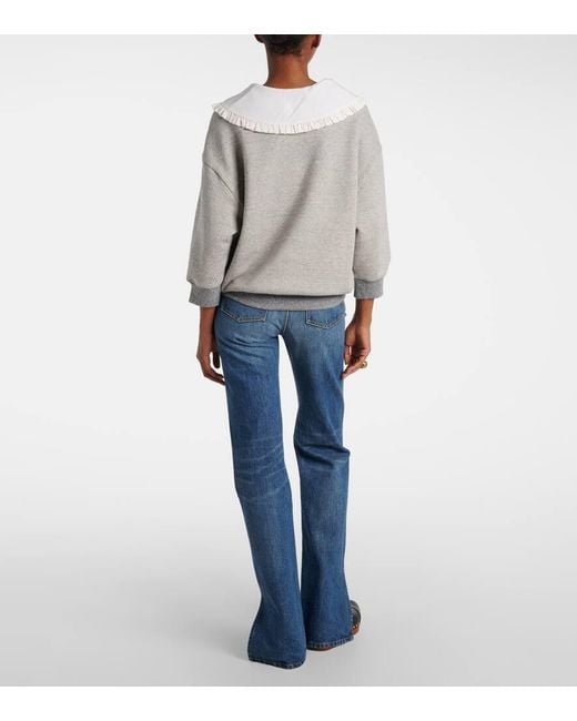 Chloé Gray Cotton-Blend French Terry Sweatshirt