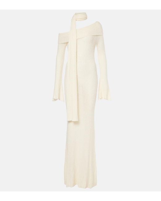 AYA MUSE White Viscose-Blend Turtleneck Maxi Dress