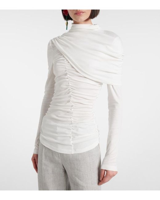 Magda Butrym White Draped Cotton Blouse