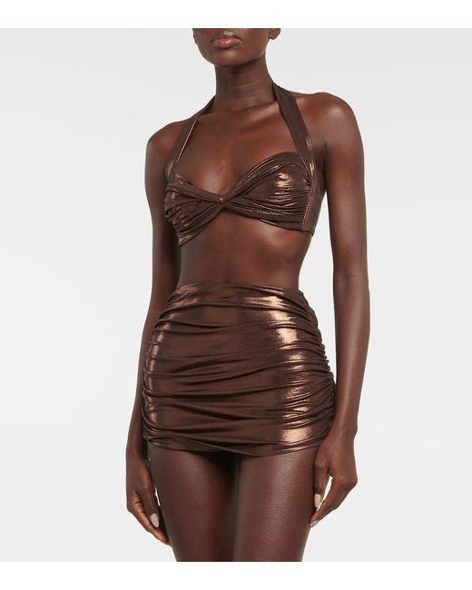Falda de bano metalizada fruncida Norma Kamali de color Brown