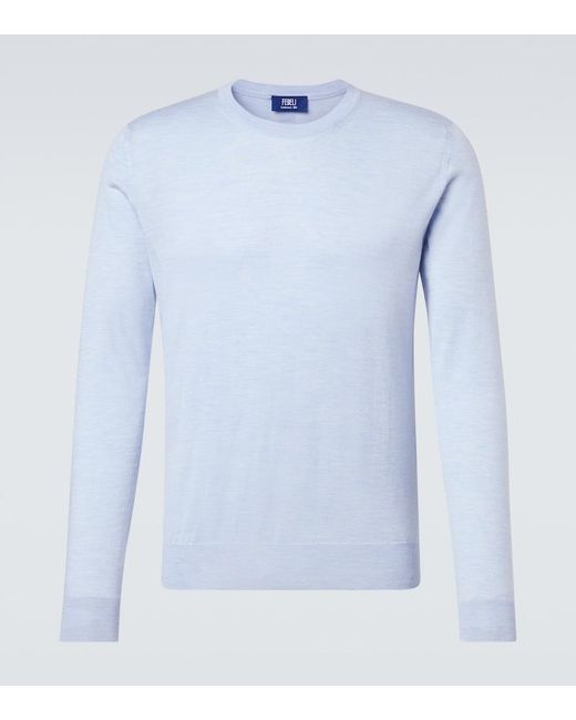 Fedeli Blue Argentina Cashmere And Silk Sweater for men