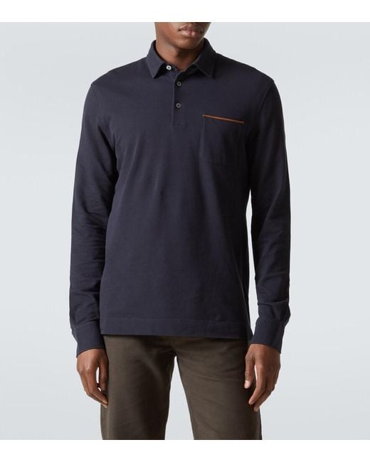 Zegna Blue Cotton Polo Shirt for men