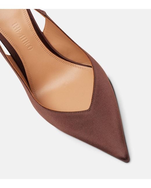 The Attico Brown Satin Slingback Wedges