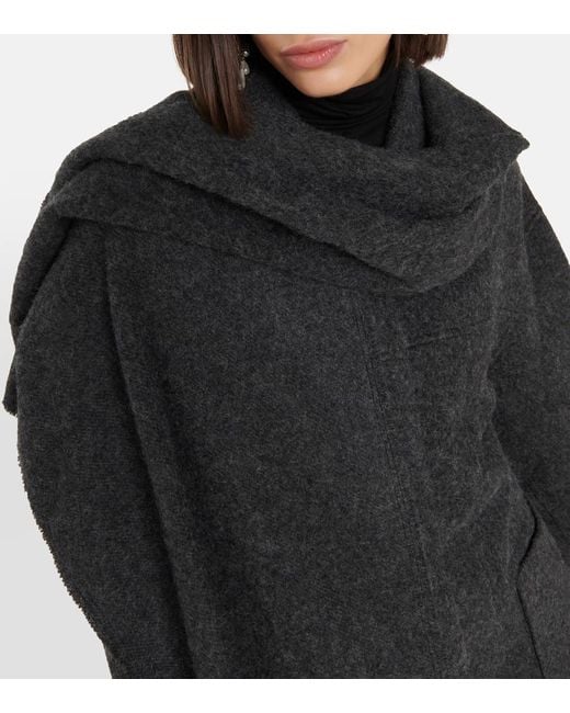 Isabel Marant Black Faty Wool-Blend Scarf Coat