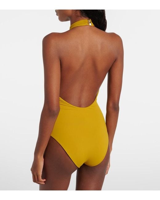 Taller Marmo Yellow Artemis Fringed Beach Cover-Up And Swimsuit