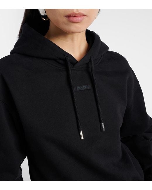 Jacquemus Black Logo Cotton Jersey Hoodie