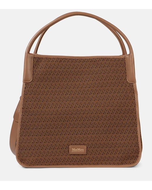 Max Mara Brown Freda Leather-Trimmed Tote Bag