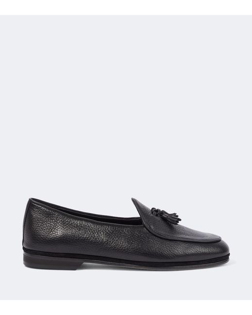 Rubinacci Black Marphy Leather Loafers for men