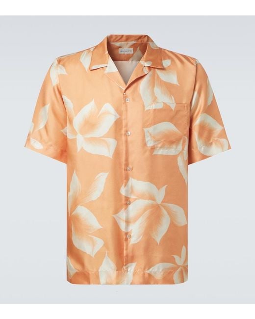 Dries Van Noten Orange Silk Shirt for men