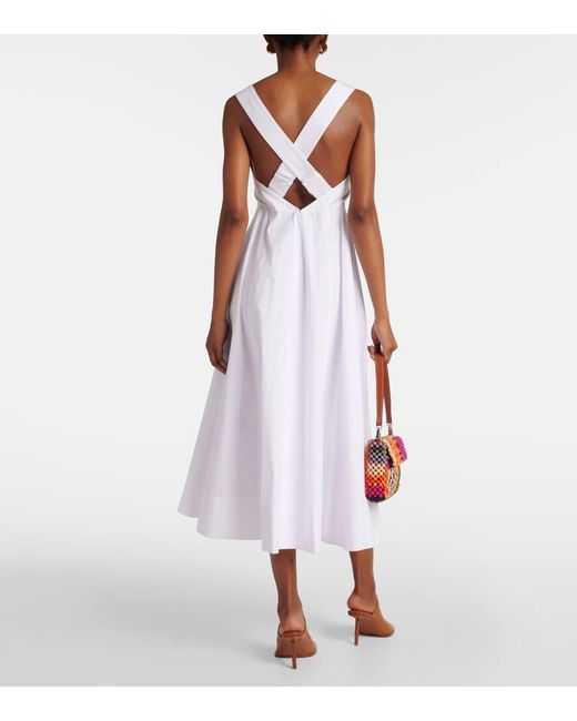 Staud White Teresa Cotton Midi Dress