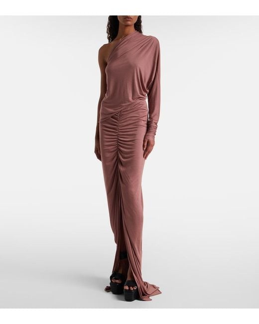 Rick Owens Pink Diana One-Shoulder Jersey Top
