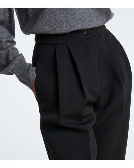 Frankie Shop Black Doyer Pleated Wide-Leg Pants
