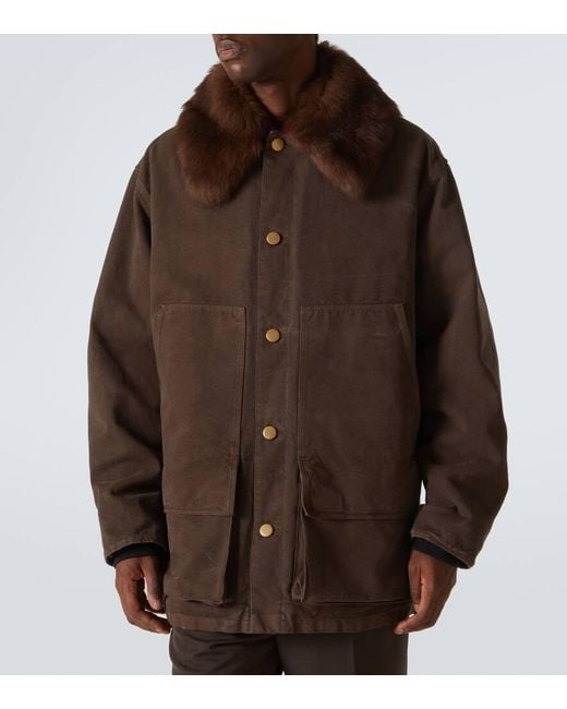 Veste En Coton Et Shearling Prada pour homme en coloris Brown