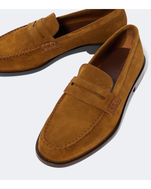 Manolo Blahnik Brown Perry Suede Penny Loafers for men