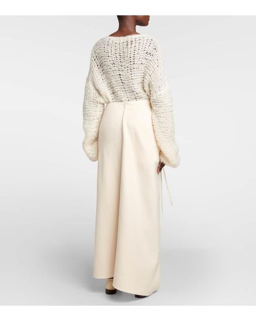 The Row White Silon Cashmere Maxi Skirt