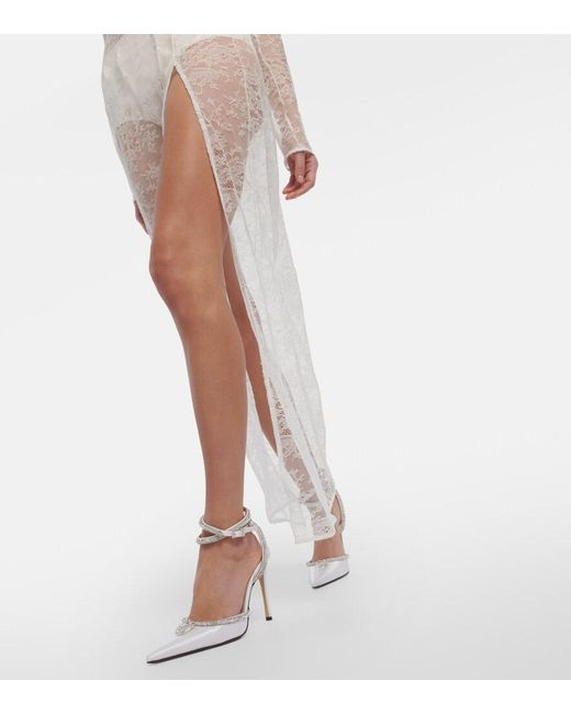 Nensi Dojaka White Bridal Cutout Lace Gown