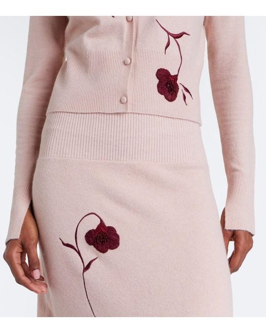 Erdem Pink Floral-Applique Cardigan