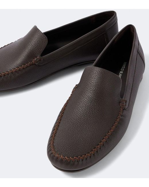 Manolo Blahnik Black Alder Leather Loafers for men