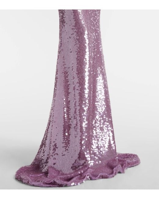 The New Arrivals Ilkyaz Ozel Purple Gwyneth Sequined Open-Back Gown