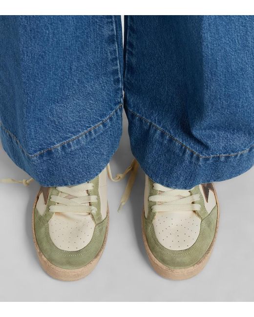 Golden Goose Deluxe Brand Metallic Ball Star Suede-Trimmed Leather Sneakers