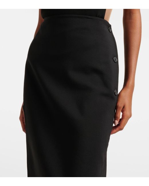 Courreges Black Wool-blend Midi Skirt