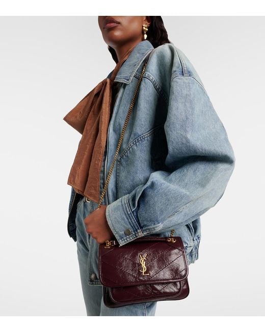 Saint Laurent Red Niki Cassandre Mini Leather Shoulder Bag