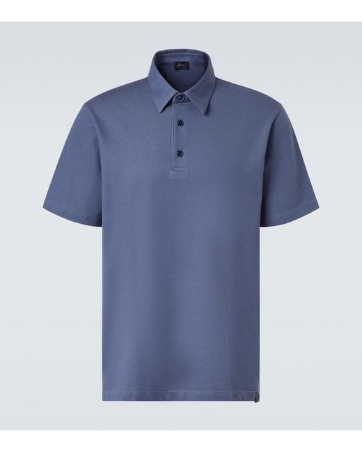 Brioni Blue Cotton Pique Polo Shirt for men