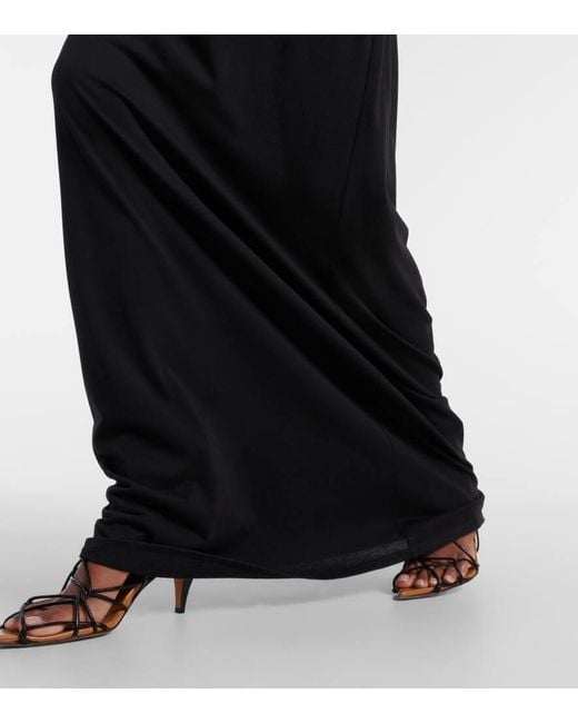 Khaite Black Vernetta Cotton-Blend Jersey Maxi Dress