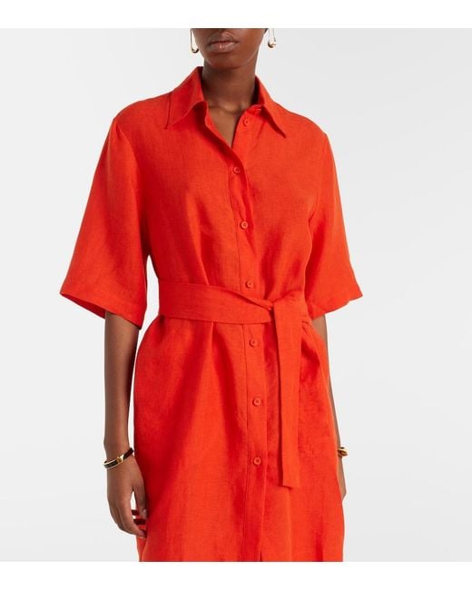 Eres Red Seducteur Linen Shirt Dress