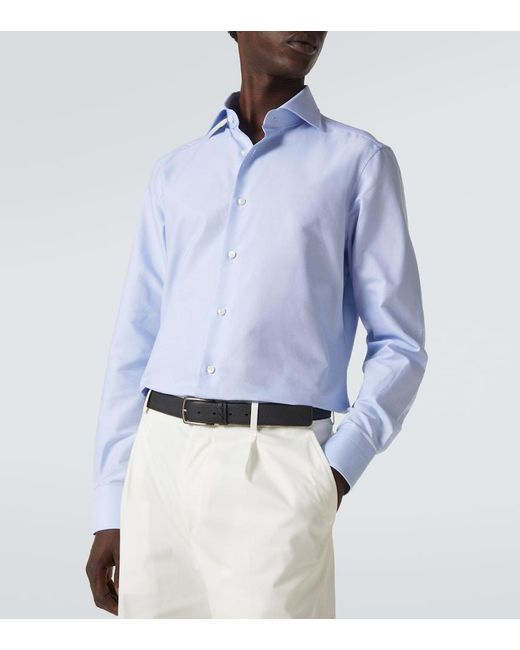 Zegna Blue Cotton Shirt for men