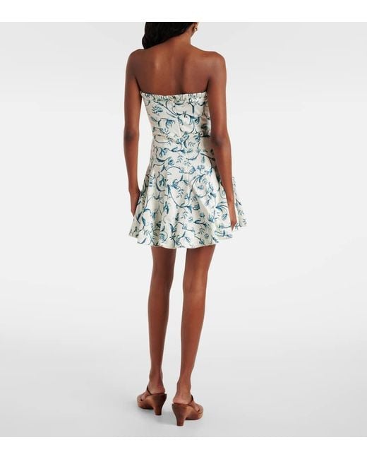 Agua Bendita Blue Caudal Strapless Cotton-Blend Minidress