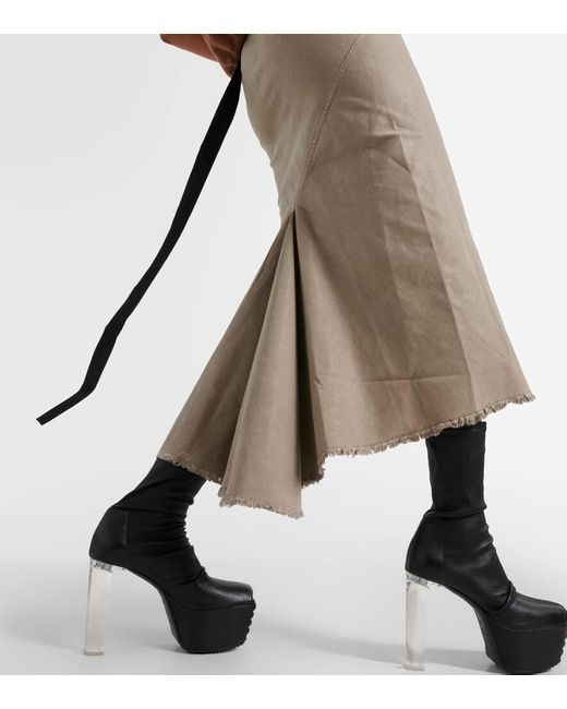 Rick Owens Natural Denim Midi Skirt