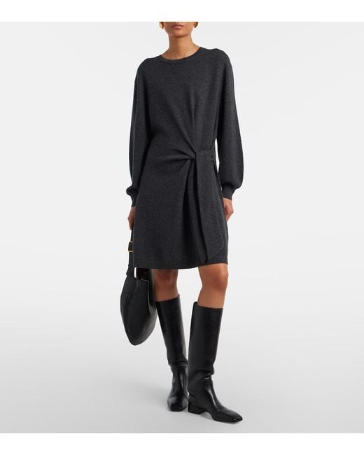 Lisa Yang Black Abrielle Gathered Cashmere Sweater Dress