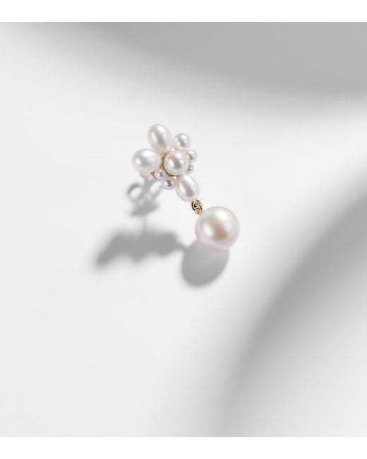 Sophie Bille Brahe White Amis Fleur 14Kt Single Earring With Freshwater Pearls