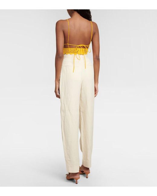 Stella McCartney Yellow Broderie Anglaise Crop Top