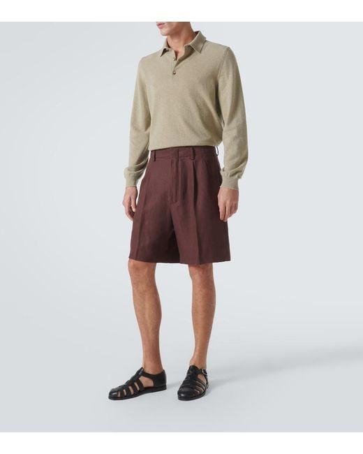 Loro Piana Brown Joetsu Linen Bermuda Shorts for men