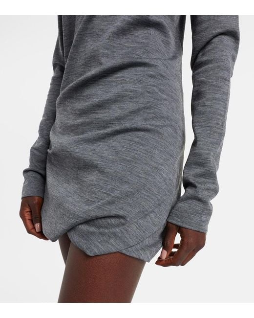 Sportmax Gray Luigia Wool And Cotton-Blend Minidress