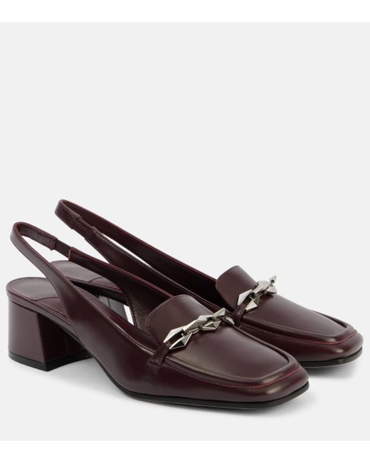 Jimmy Choo Brown Diamond Tilda 85 Leather Slingback Loafers