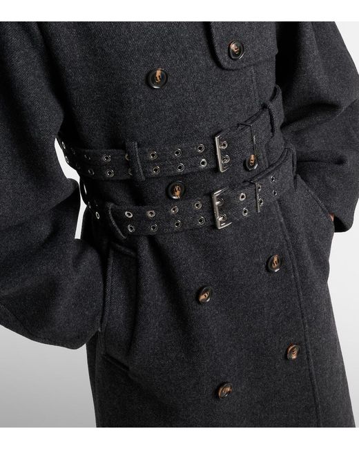 Ganni Black Belted Wool And Cashmere-Blend Coat