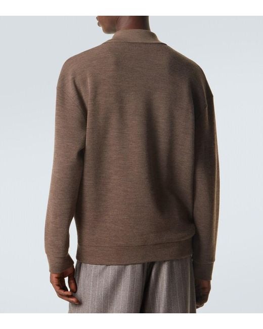 Giorgio Armani Brown Virgin Wool Polo Sweater for men