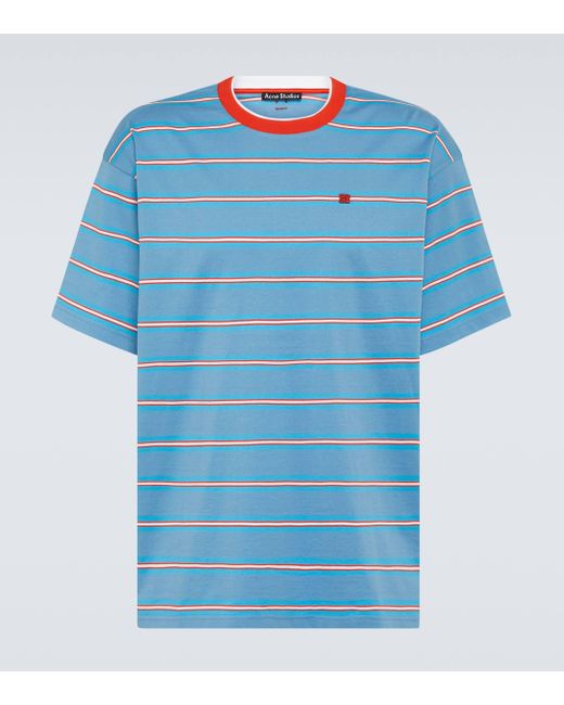 Acne Blue Face Striped Cotton Jersey T-shirt for men