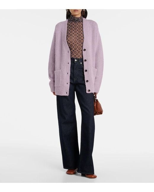 Dries Van Noten Pink Alpaca And Wool-Blend Cardigan