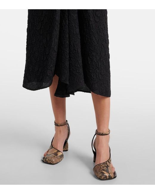 Dries Van Noten Black Gathered Midi Skirt