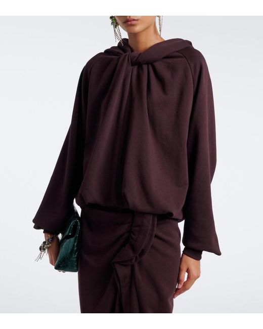 Dries Van Noten Purple Hooded Cotton Jersey Sweatshirt