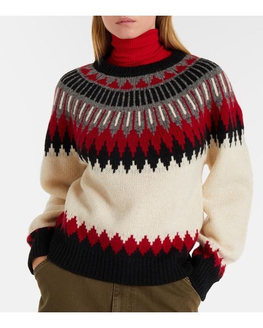Polo Ralph Lauren Red Fair Isle Wool And Cashmere Sweater
