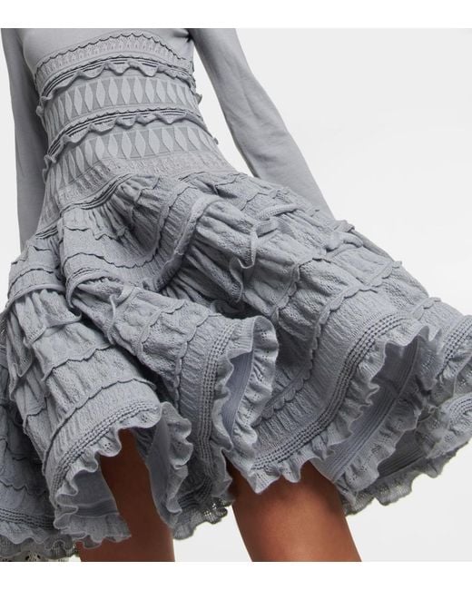 Alaïa Gray Crinoline Virgin Wool Minidress