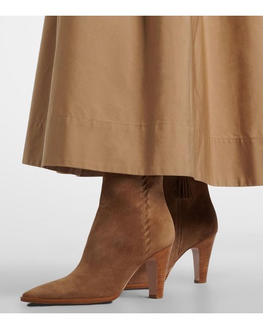 Gianvito Rossi Brown Leather-Trimmed Suede Ankle Boots