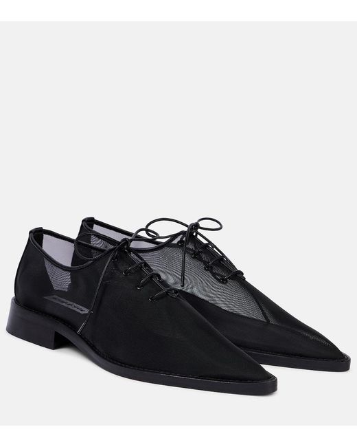 Victoria Beckham Black Leather-Trimmed Mesh Flats