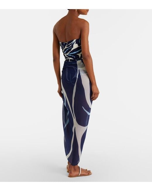 Cala De La Cruz Blue Luana Printed Beach Cover-Up