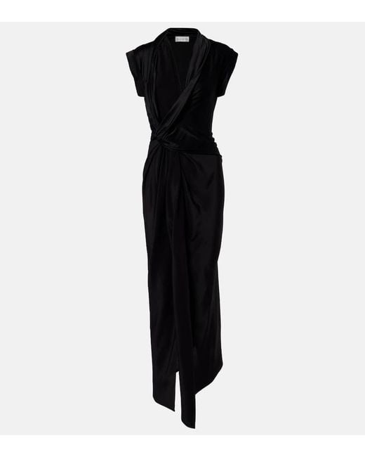 Vestido Midi Asimetrico Drapeado Victoria Beckham de color Black